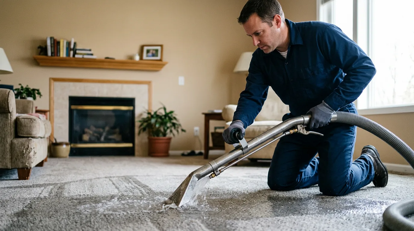 Water damage restoration technician working near Aurora, UT